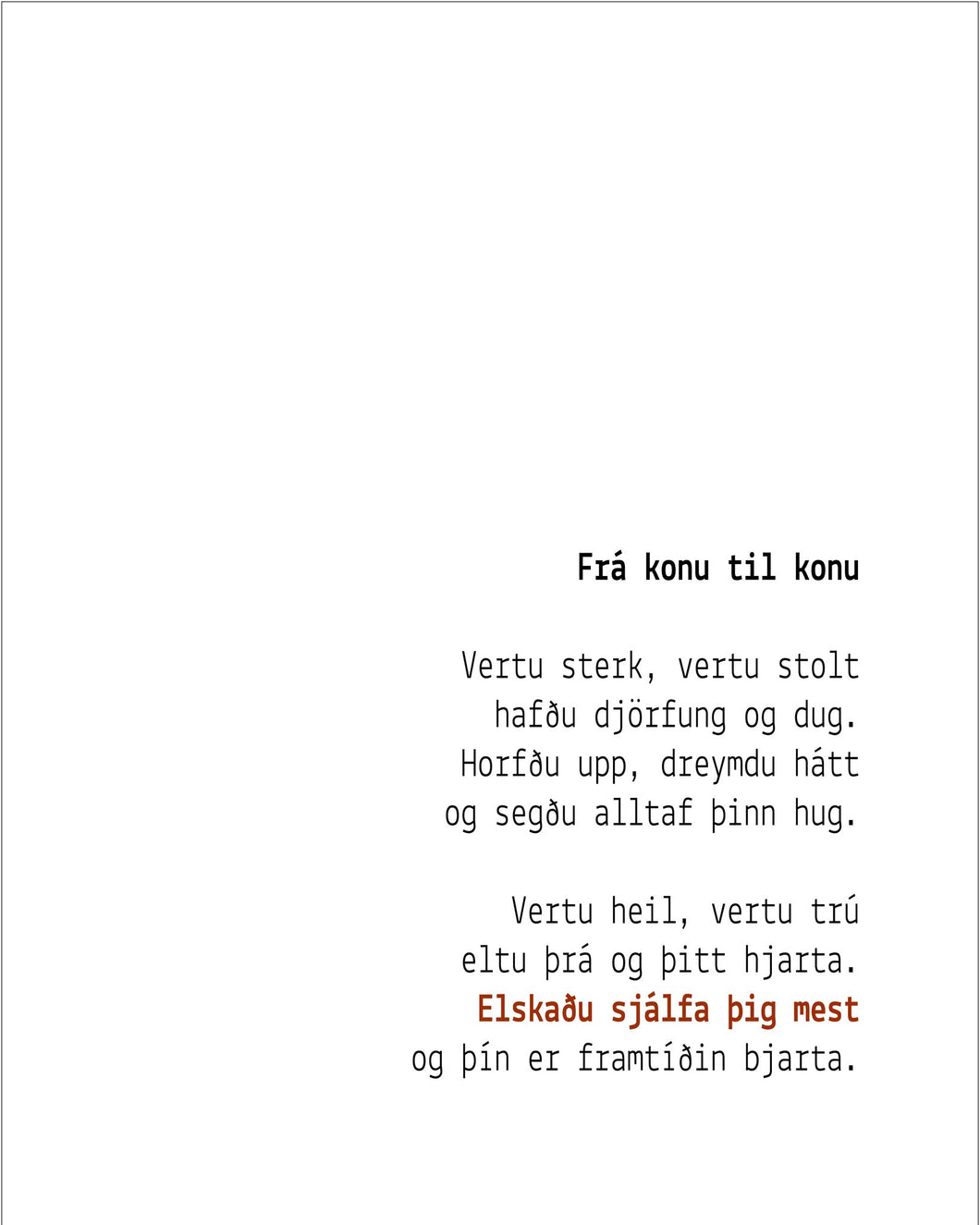 Frá konu til konu plakat - lítið án ramma